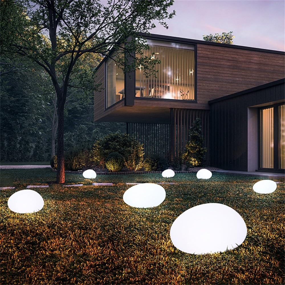 Zewnętrzna słoneczna lampa trawnikowa Nowoczesna kreatywna kamienna lampa ogrodowa Ładowanie LED Wodoodporny IP65 Dekor do domu (DSolar 40cm B (1szt))