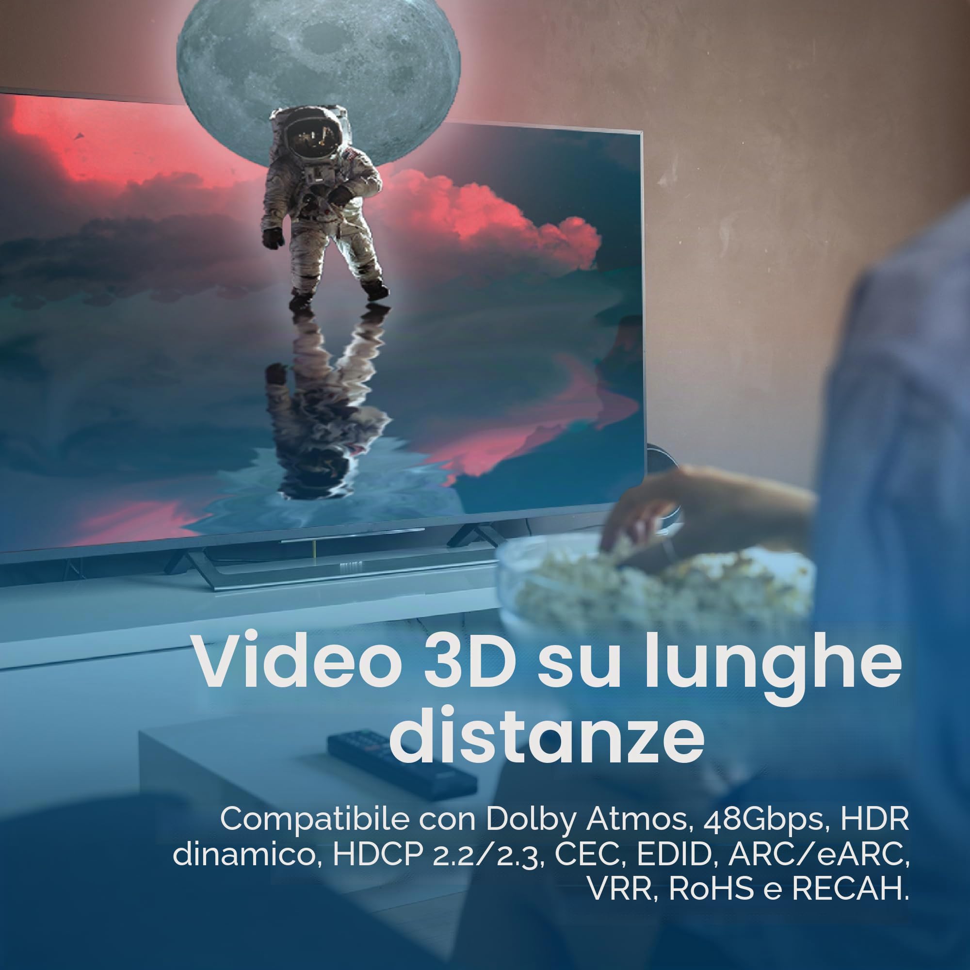 MMOBIEL Cavo in Fibra Ottica HDMI 8K 15m - 48Gbps Ultra High Speed - 8K@60Hz, 4K@120Hz, HDR Dinamico, ARC/eARC, HDMI 2.1, HDCP 2.2/2.3 - Compatibile con PS5/4, Xbox One, Laptop, Blu-ray, TV ecc. Nero