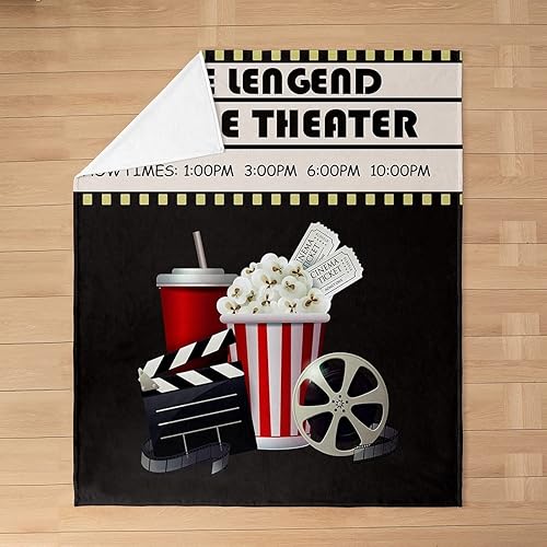 Miniatura 3 de Feelyou Manta de cama vintage con entradas de cine para todas las estaciones, manta de felpa con temática de cine, manta de franela de forro polar