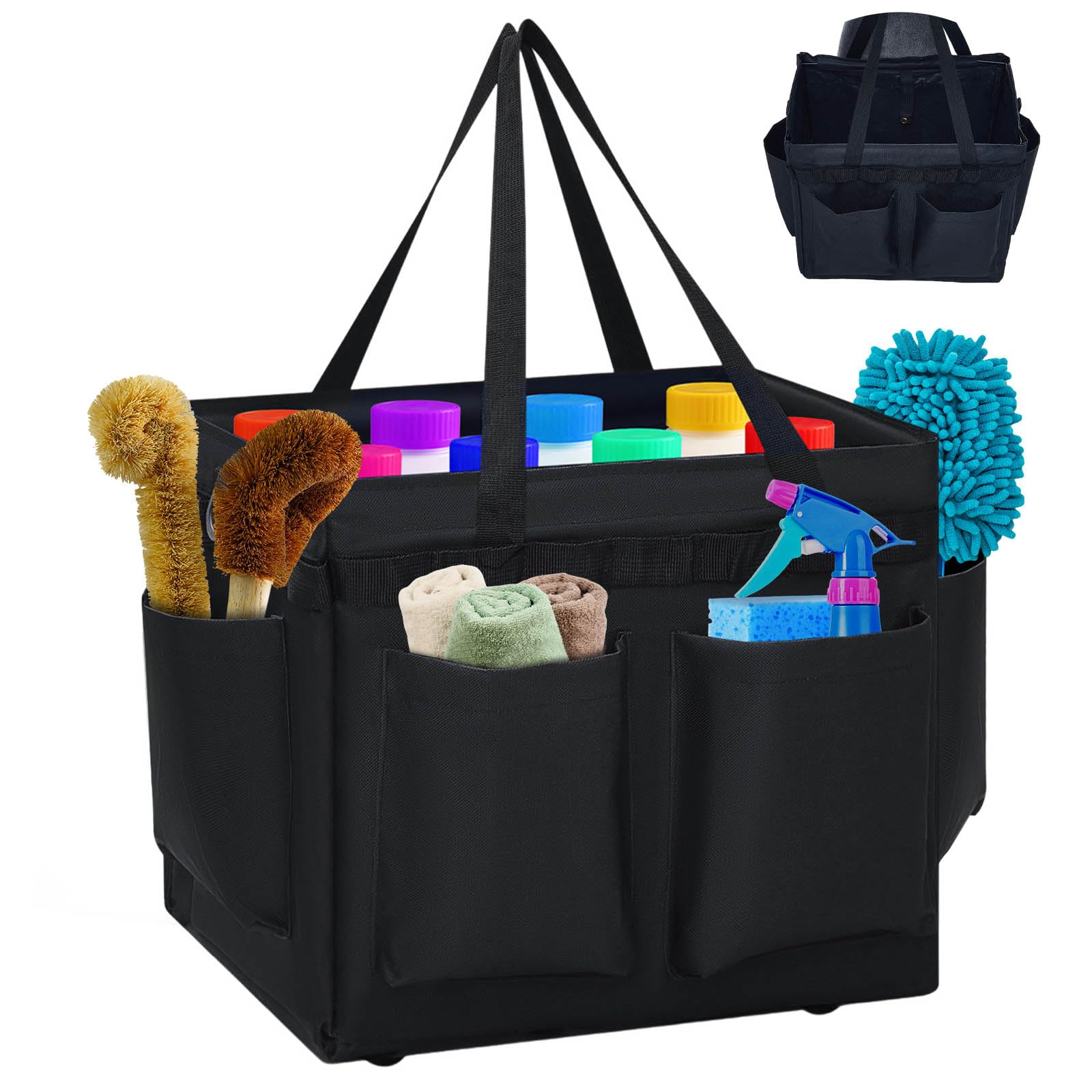 Paterr Hot Tub Chemical Bag Pool Spa Large Carry Hot Tub Accessories with Pockets Handle Heavy Duty Multifunctional Storage Garden Caddy Tote Bag for Adults Outdoor Supplies Organizer, Black