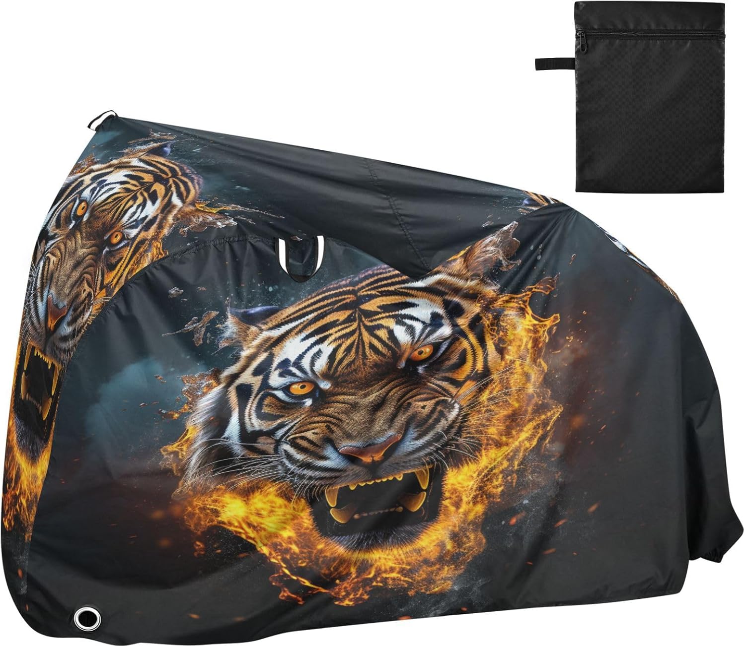ALAZA Tiger Firing Bike Cover Waterproof Outdoor Ebike Bicycle Covers Tarp Protection for 1/2 Bikes, Sun UV Dust Wind Proof