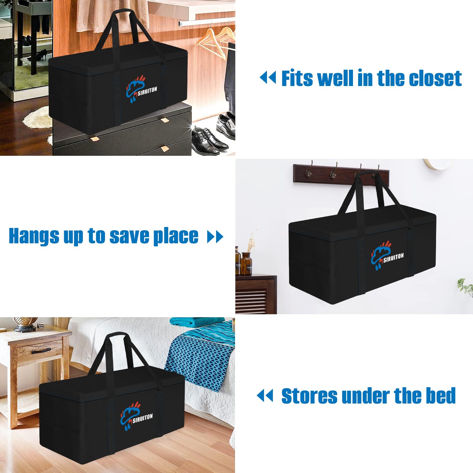 SIRUITON 175x75x55cm Bolsa para Cojines de jardín,Bolsa para Cojines de terraza,Tela Oxford 600D Impermeable,Anti-UV,con asa y Cremallera