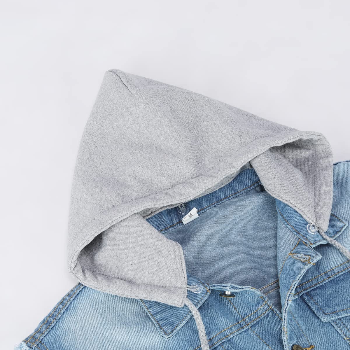 YOUTHUP Gilet Homme en Jeans à Capuche Amovible, Gilet en jeans Vintage déchiré Biker Gilet, Veste en Jean Homme Sans Manches, Gilet Jean Cowboy