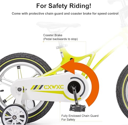 Miniatura 4 de CXWXC Bicicleta para niños de 14, 16, 18 pulgadas, bicicleta para niños y niñas de 3 a 9 años, bicicletas ligeras de una sola velocidad con rueda de