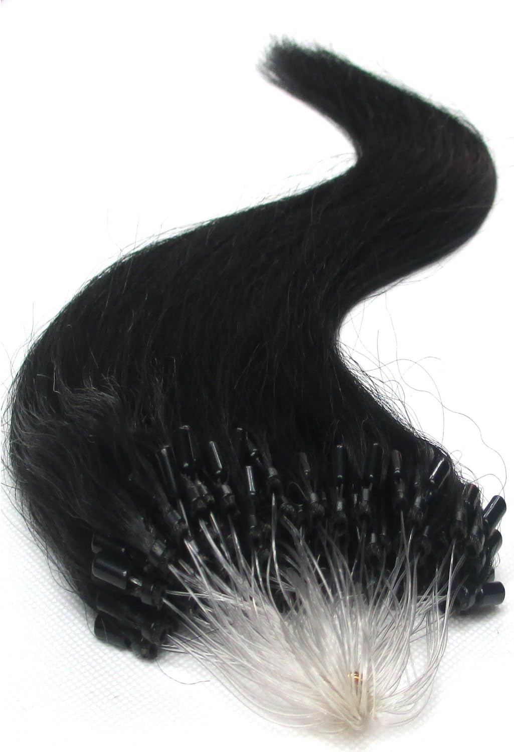 18" Micro Loop Remy Human Hair Extensions Jet Black 1# 100s 50g Straight