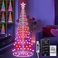 Vista 16 de Luz LED inteligente de árbol de Navidad cónico de 4 pies, luces preiluminadas para árbol de Navidad con aplicación y control remoto, bricolaje