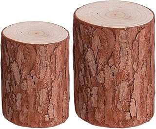 Sewroro 2pcs Miniature Tree Stump Decor, Light Brown Synthetic Wood Stump Model, 3.14 x 2.16 x 2.16 Inch, Desktop Scene Accessories for DIY Crafts