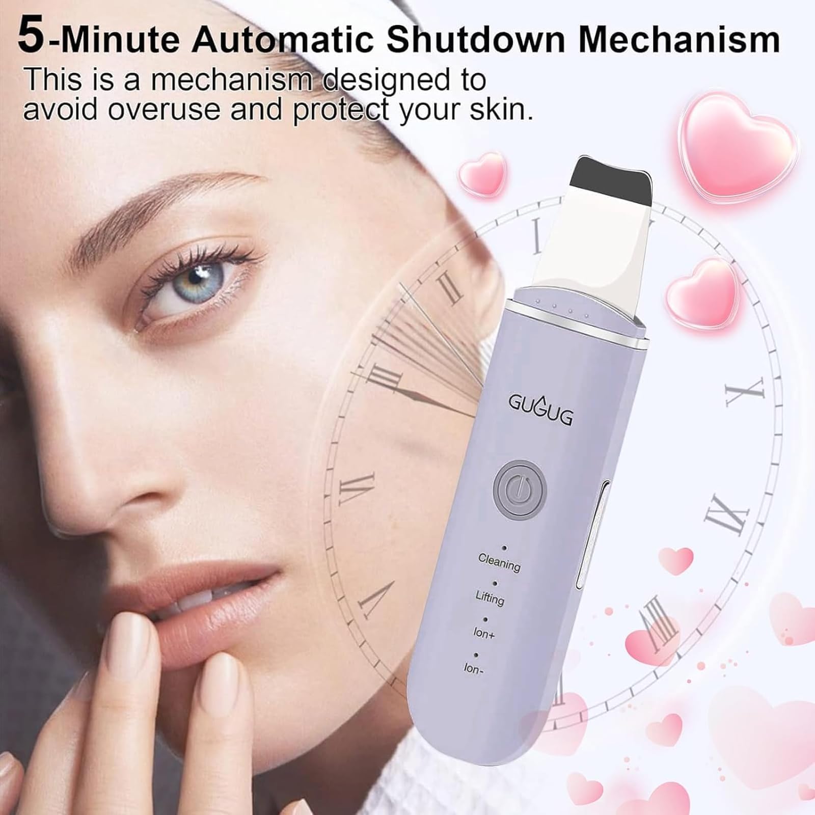 GUGUG Skin Scrubber Spatula Pore Cleaner Blackhead Remover,4 Modes,Purple view 7
