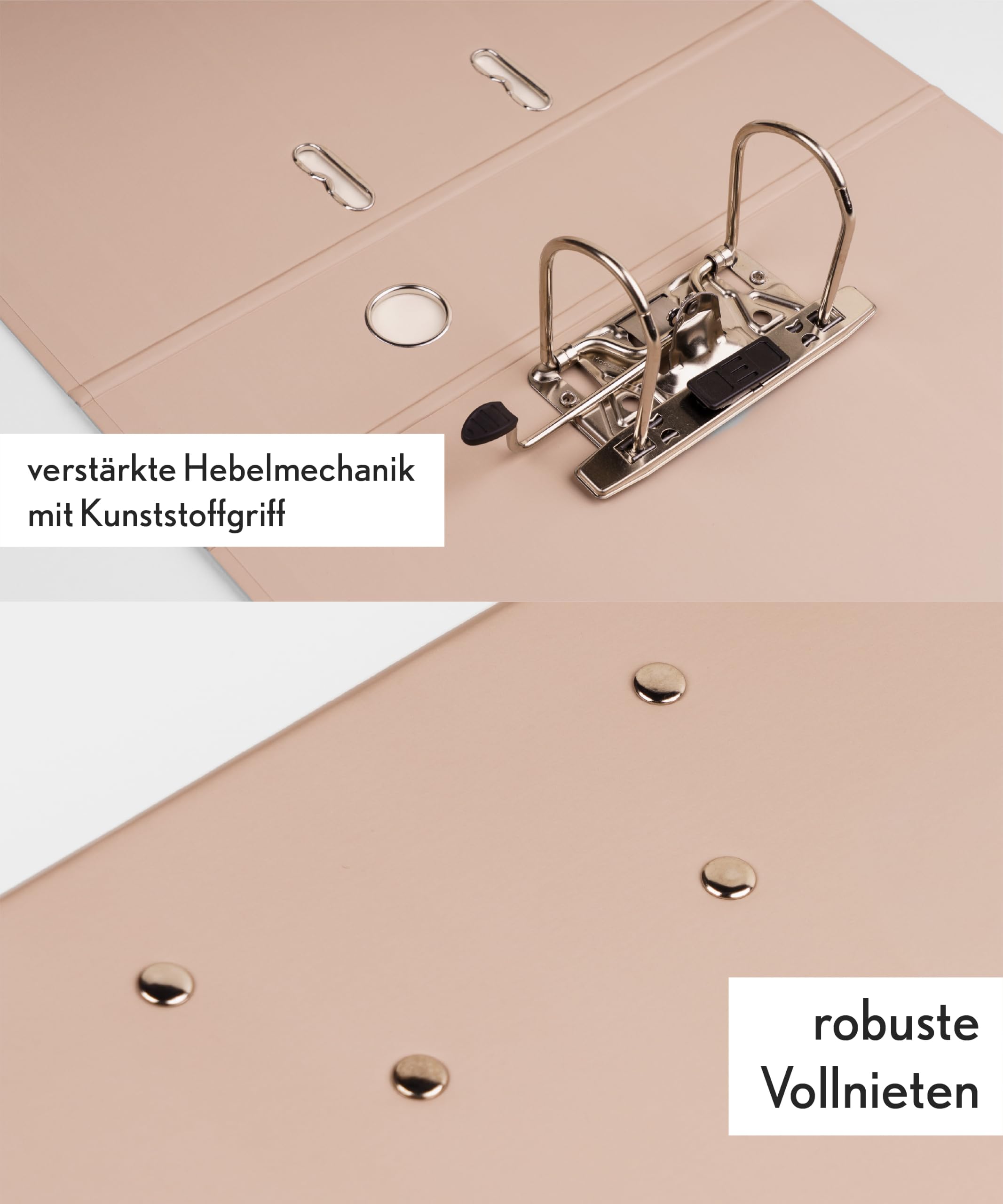 Pastell Swissee A4 Ordner | Soft-Touch-Papier | Breit, Mocha Beige | Samtweiche und umweltfreundliche Papierbeschichtung