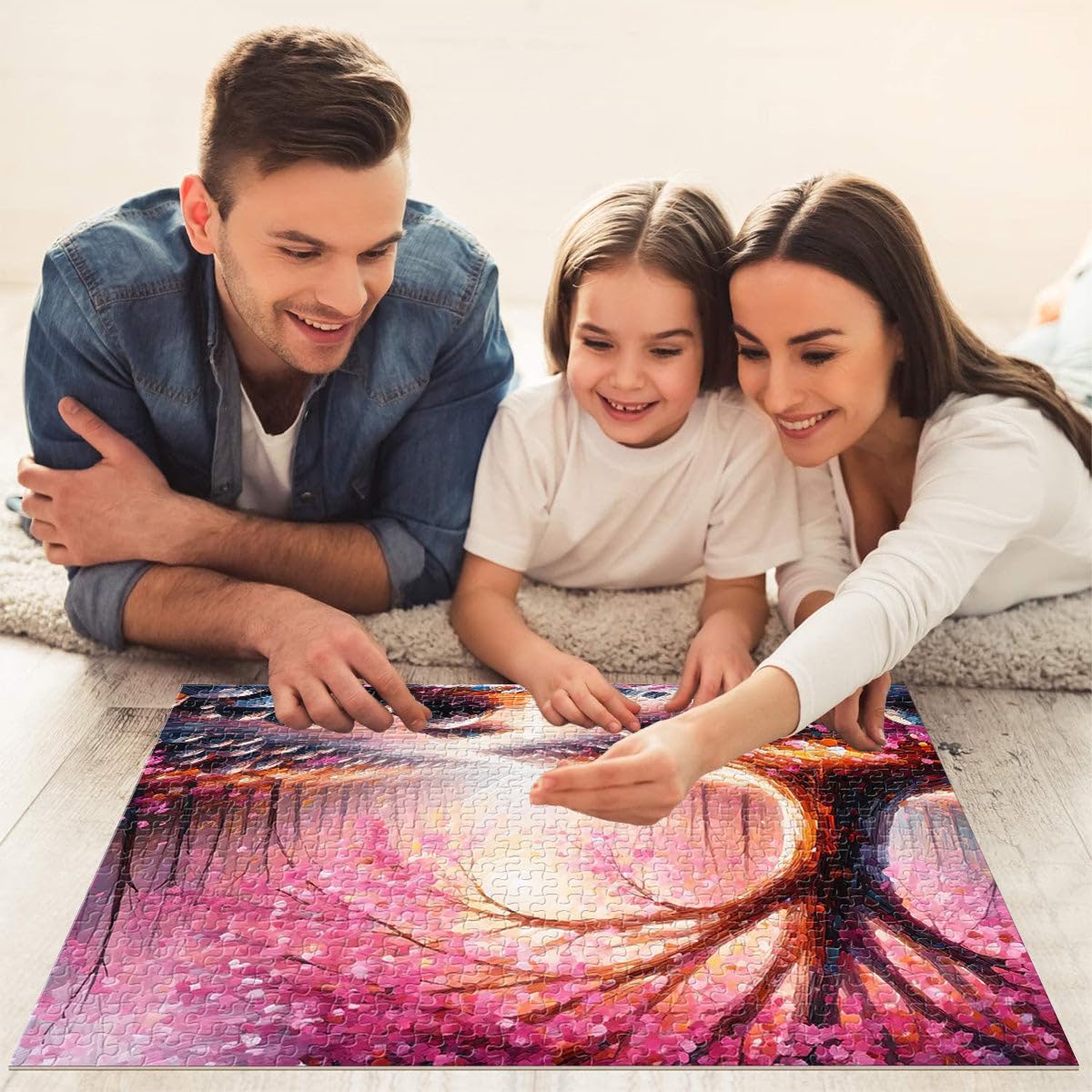 Puzzles pour Adolescents 2000 pièces Ruisseau d'harmonie de Fleurs Roses Jeu de Quiz est idéal comme Cadeau pour Toute la Famille 70x100cm