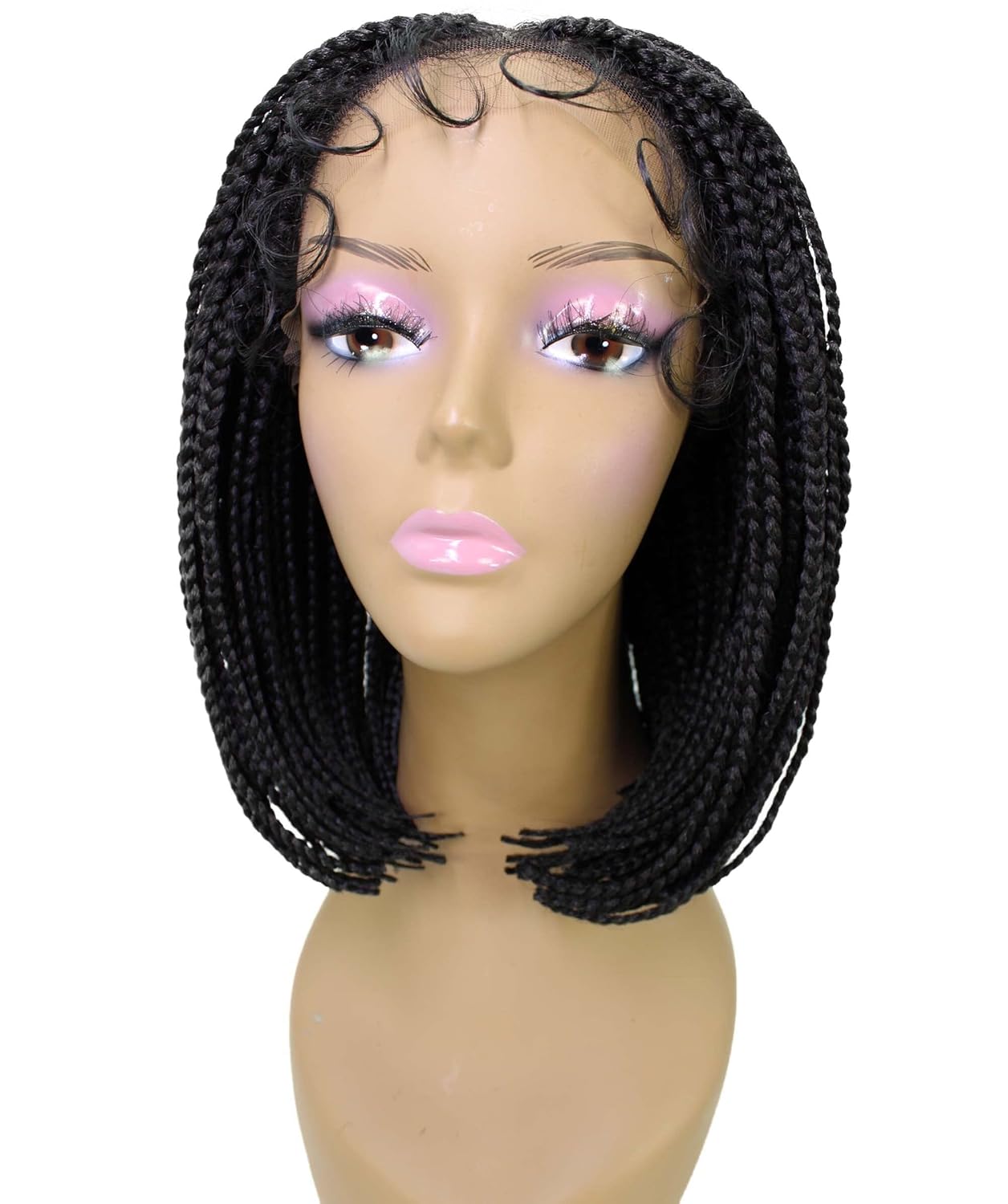 LUXLUXE Tiara Straight Braided 12 in Long 4X4 Hand Tied Lace Braid Braided Wig, Beauty Heat Resistant Fiber, 20+ Shades of Natural, Dip Dyed, & Blended Colors