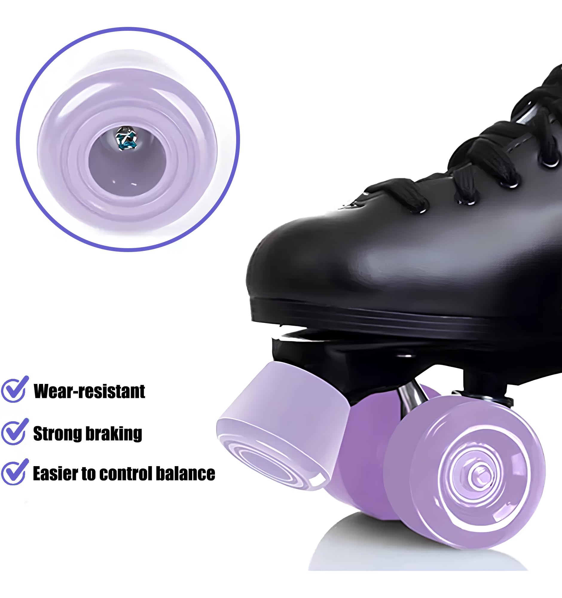 Ruote Ricambio Pattini rotelle, Confezione 8 Ruote Pattini rotelle con Cuscinetti, Ruote Pattini 32X58mm 82A Quad Skate Ricambio Skateboard Doppia Fila