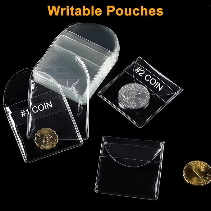 50 fundas plásticas transparentes para monedas 2x2 pulgadas miniatura 5