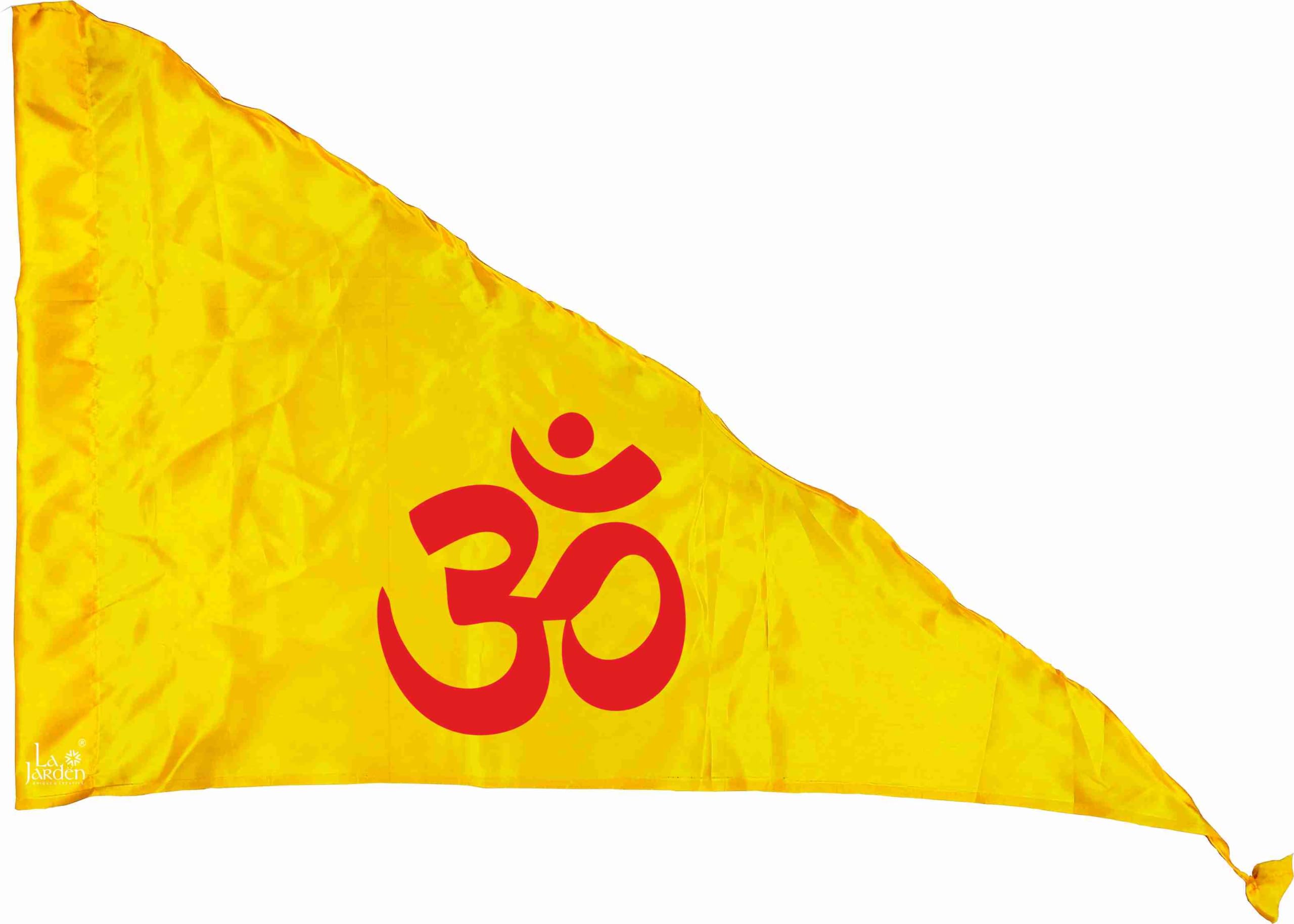 La Jarden Bold Red Om Printed on Silky Satin Yellow Fabric for Yoga, Meditation, Dhwaj for Temple, House, Religious & All Purpose Flag 1 nos. 36x54 inches (Large Yellow Flag) (B0CXQPH2H2) Amazon Price History, Amazon Price Tracker