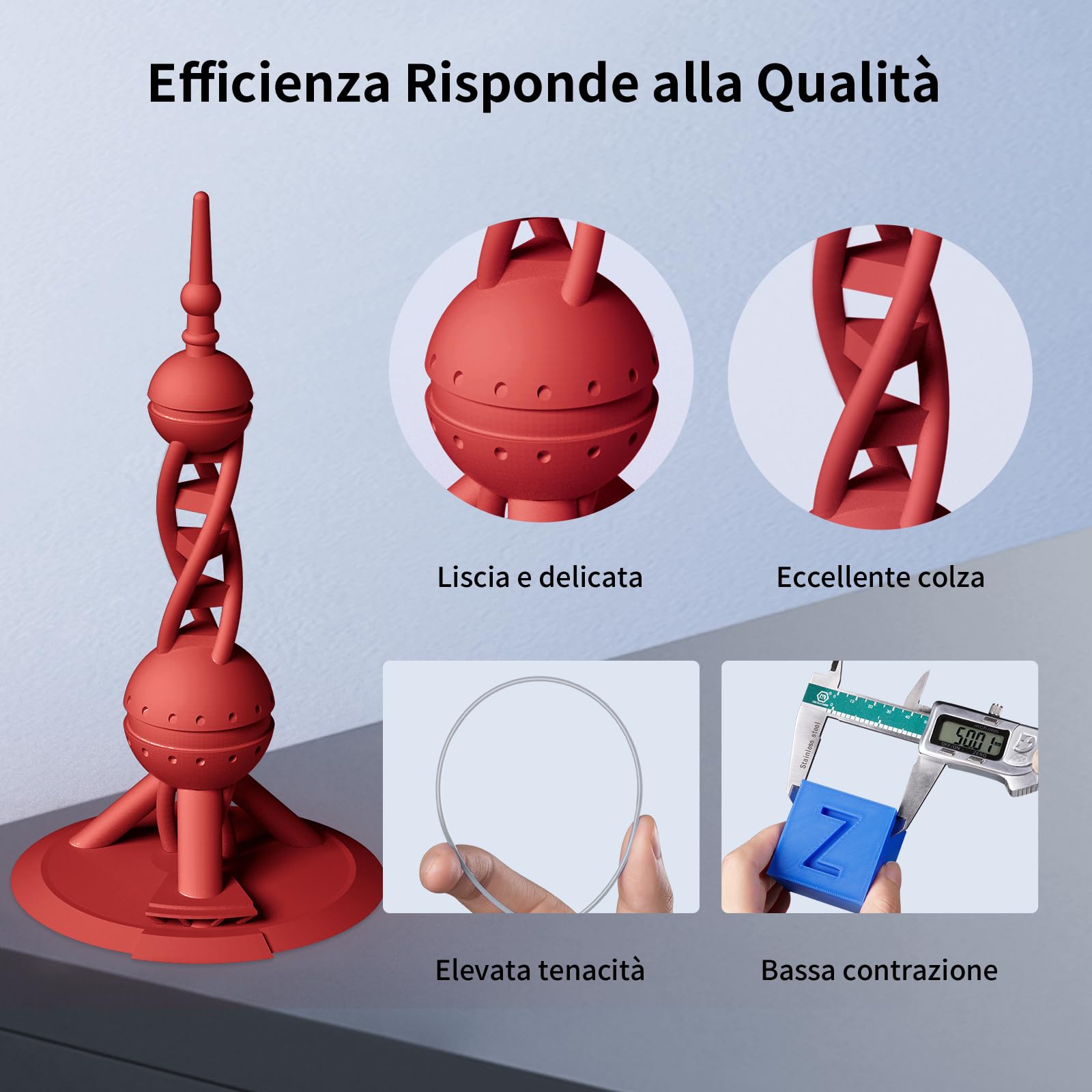 ANYCUBIC Filamento PLA ad alta velocità 1,75 mm, Impression 10X Plus Rapide,Filamento per Stampante 3D, Rosso 1KG