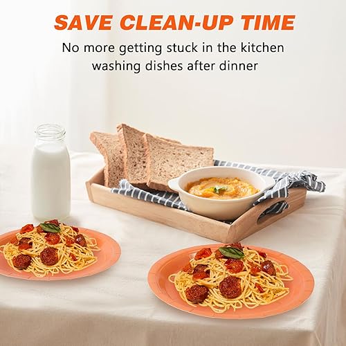 Miniatura 118 de Platos de papel desechables rojos, 50 platos llanos de 9 pulgadas a granel para suministros de fiesta, platos de fiesta de colores y resistentes