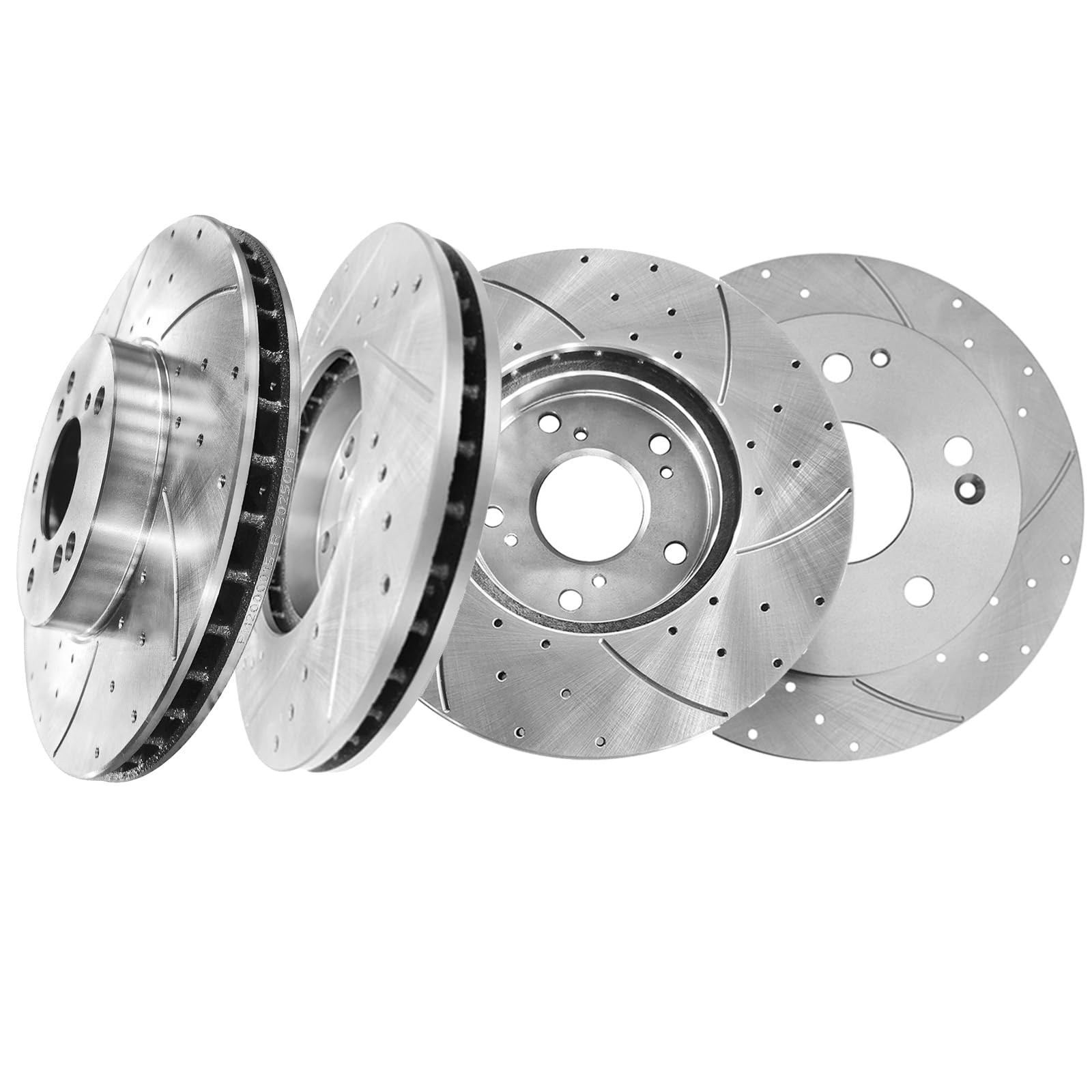 PM Auto Set of 4 Front 282mm-Rear 220mm Drilled Slotted Brake Disc Rotors Replacement For 1998-2002 Honda Accord 5 Hoies