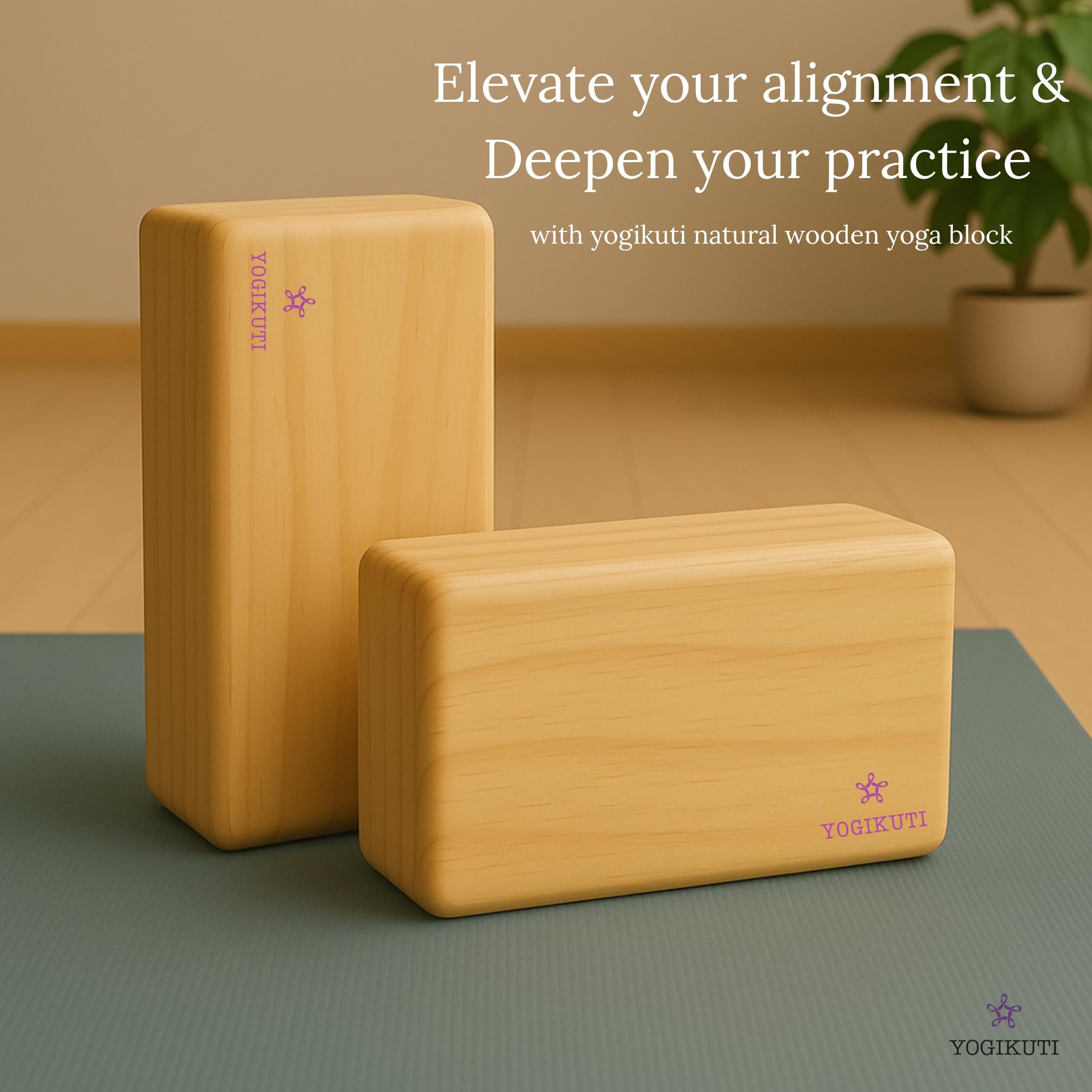 Yogikuti Solider Yoga-Block 2er-Set, Pune Massivholz-Yoga-Block, Yoga-Zubehör, Yoga-Requisite, Holz-Yoga-Block