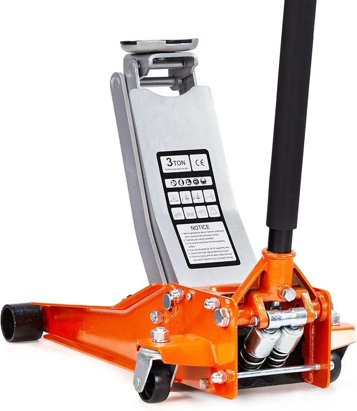 3 Ton Low Profile Floor Jack,Lifting Range 2.95" to 20.1" Horizontal Hydraulic for Garage, Workshop and Vehicle Maintenance
