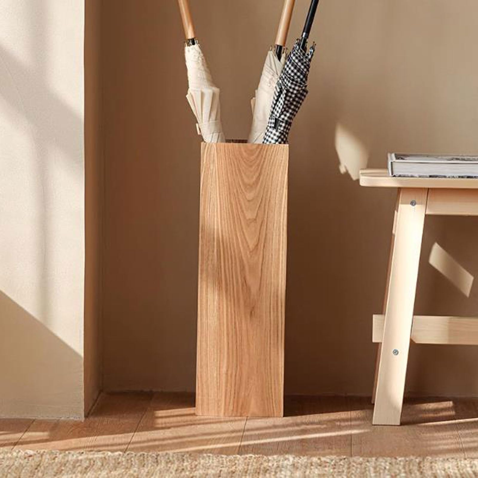 Porte-parapluie en bois pour canne autonome et cannes de marche, idéal pour l'entrée ou l'organisation du bureau à domicile (léger)