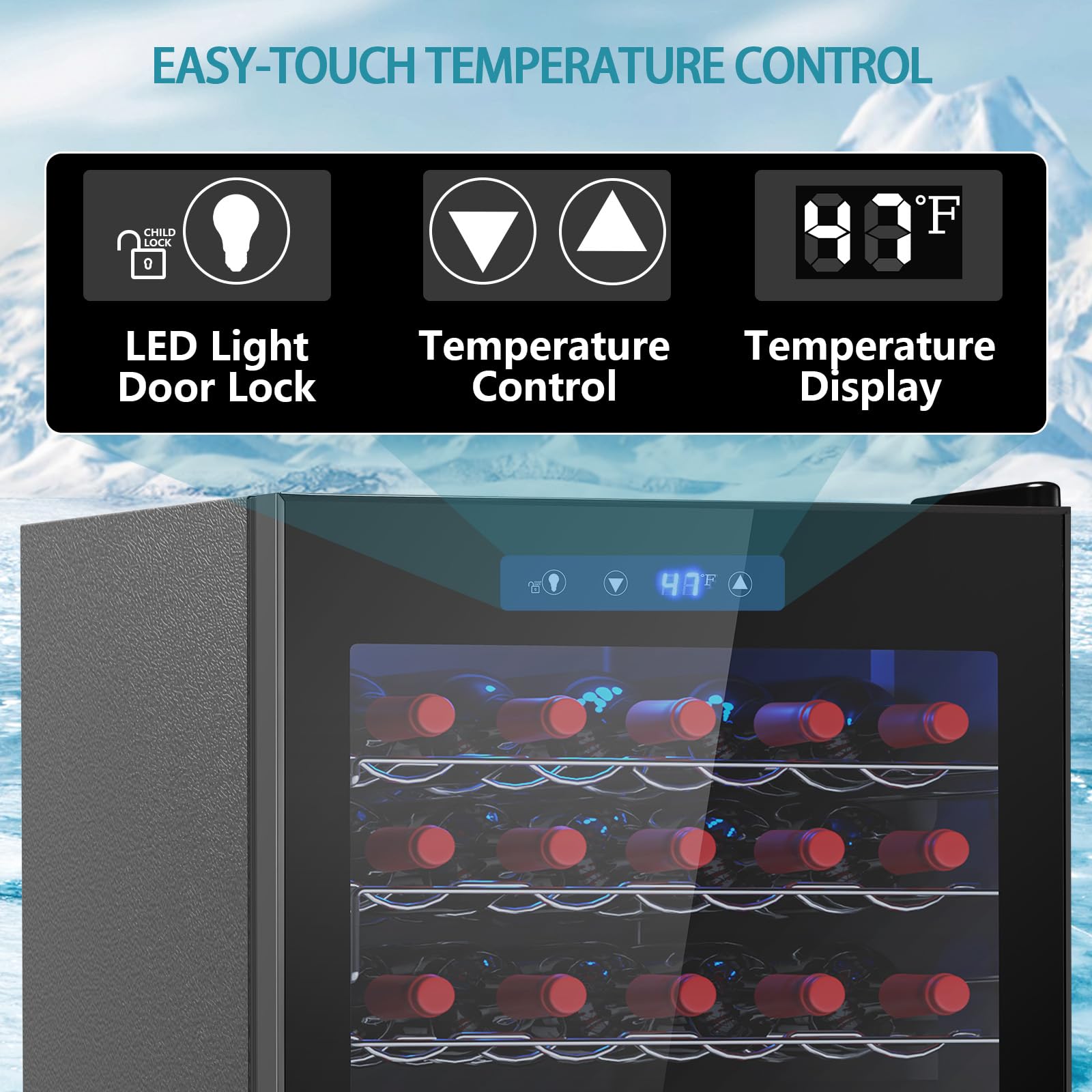 Cowsar 37 Bottle Wine Fridge, Freestanding Commercial Beverage Refrigerator With Smart Temp Control, 4.45 Cu.Ft Mini Fridge Wine Cooler With Child Lock& Wavy Wire Shelves For Kitchen Bar, Black on Fridge.com - View 5