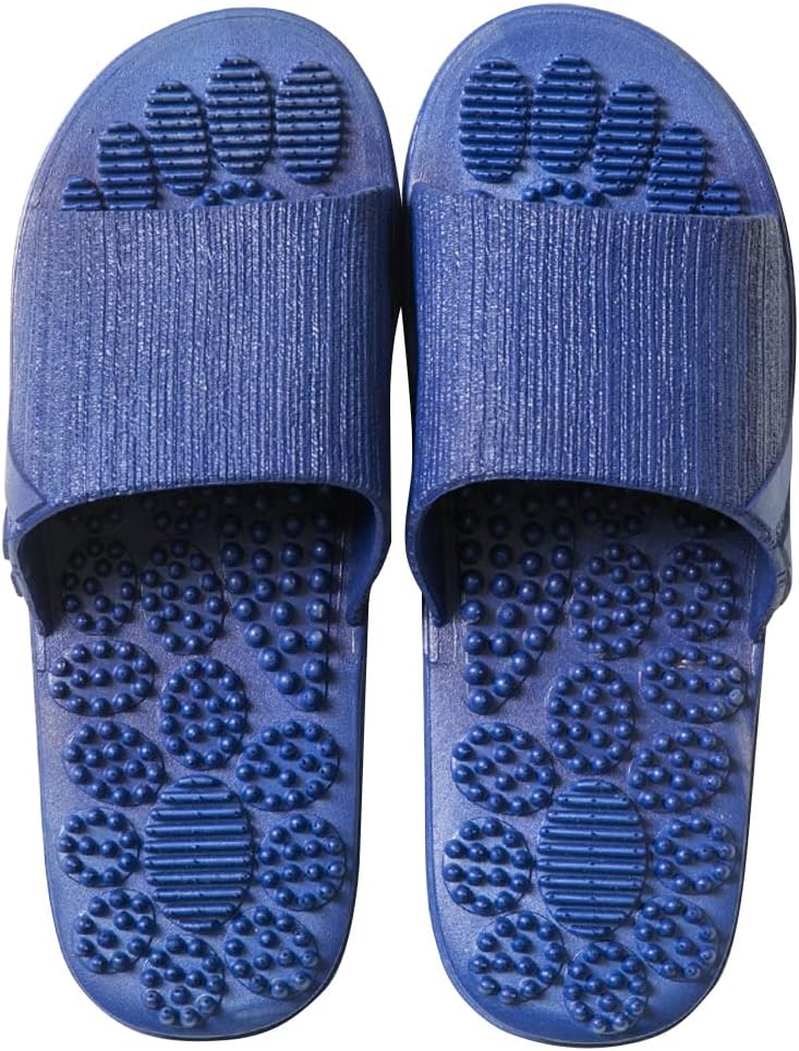Acupressure Massage Slippers Therapeutic Reflexology Sandals for Foot Acupoint Massage Shiatsu Arch Pain Relief Non-Slip Massage Shoes for Bath Shower (Dark Blue)