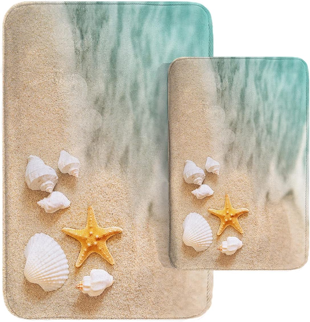Britimes Beach Starfish Sea Shell Ocean Bathroom Rug Mat