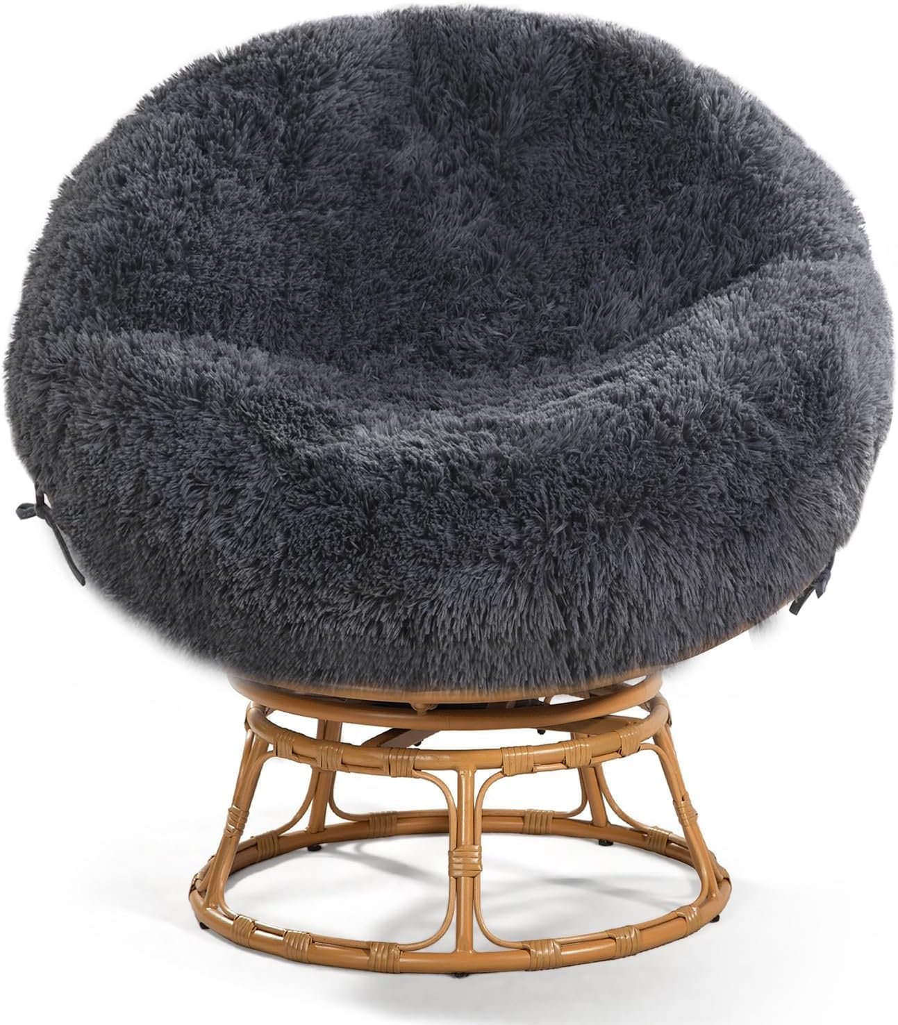 Fluffy Papasan Chair Cushion Cover With 8 Ties Faux Fur