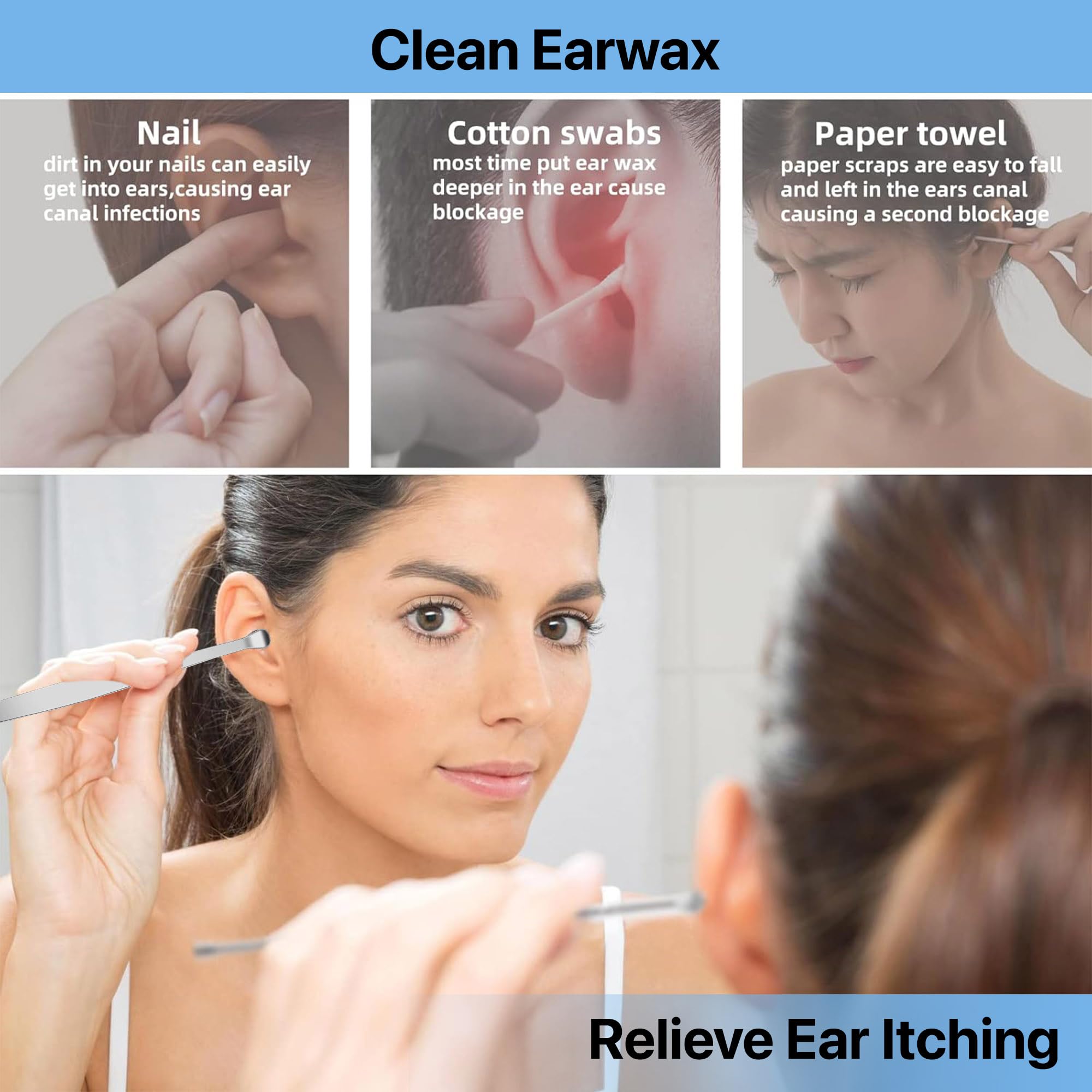 Dr Vaku® Reusable Ear Wax Removal Cleaning Tool Kit (Set of 9) Stainless Steel Storage Box Ear Pick Scoop Curette Cleaner And Spring Buds Safe Easy & Hygienic- Silver - Image 7 thumbnail