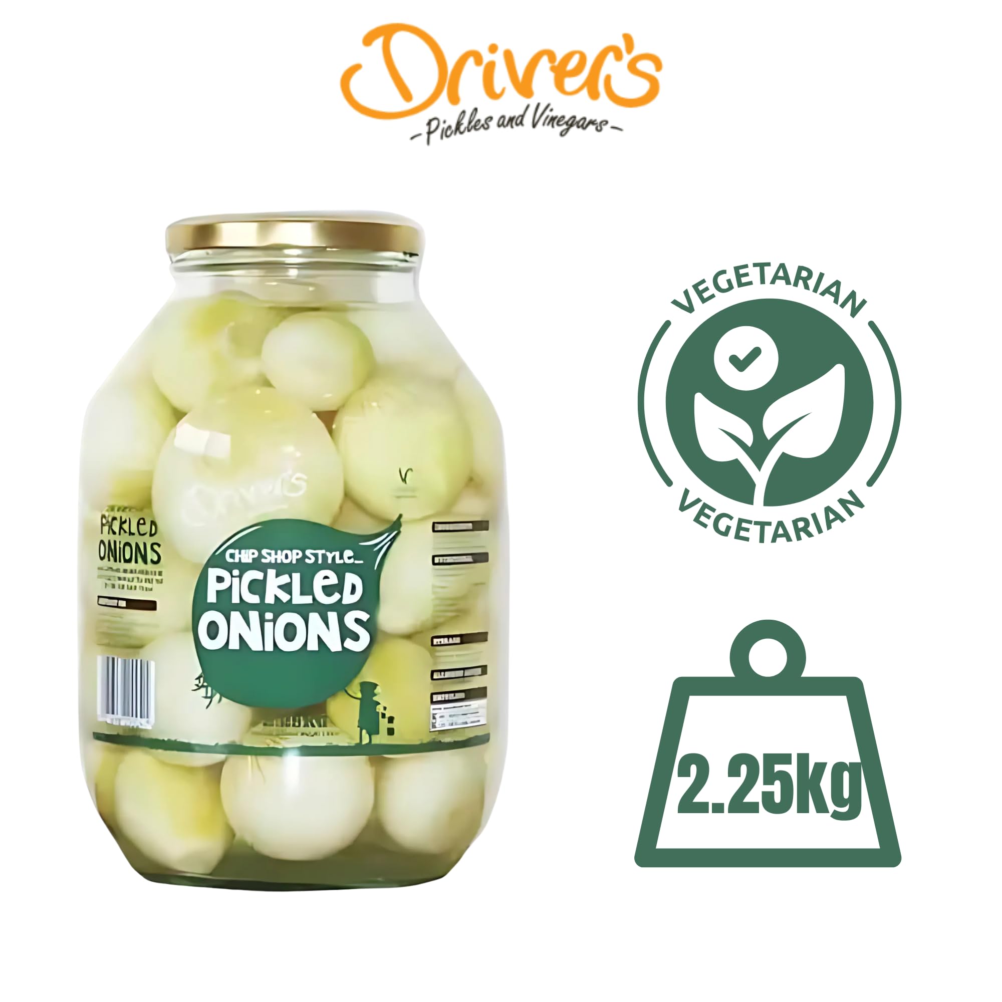 Drivers Pickled Onions Chop Shop Style 2.25kg Whole Onions in