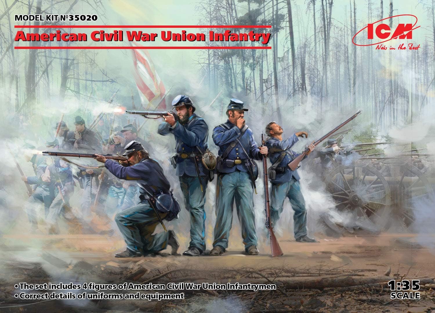 ICM 35020 - Plastic Military Figure Model Kit Union Infantry, American Civil War - Scale 1:35