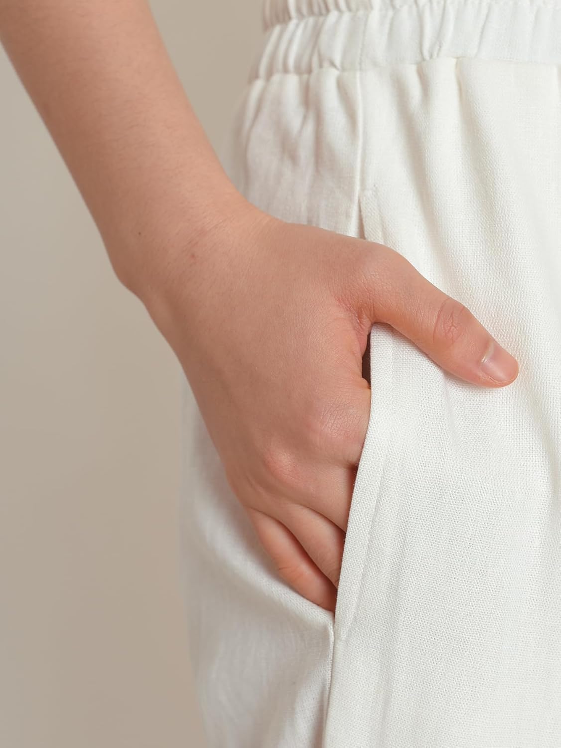 Weintee Women's Petite Linen Pants with Pockets for Summer - Image 3