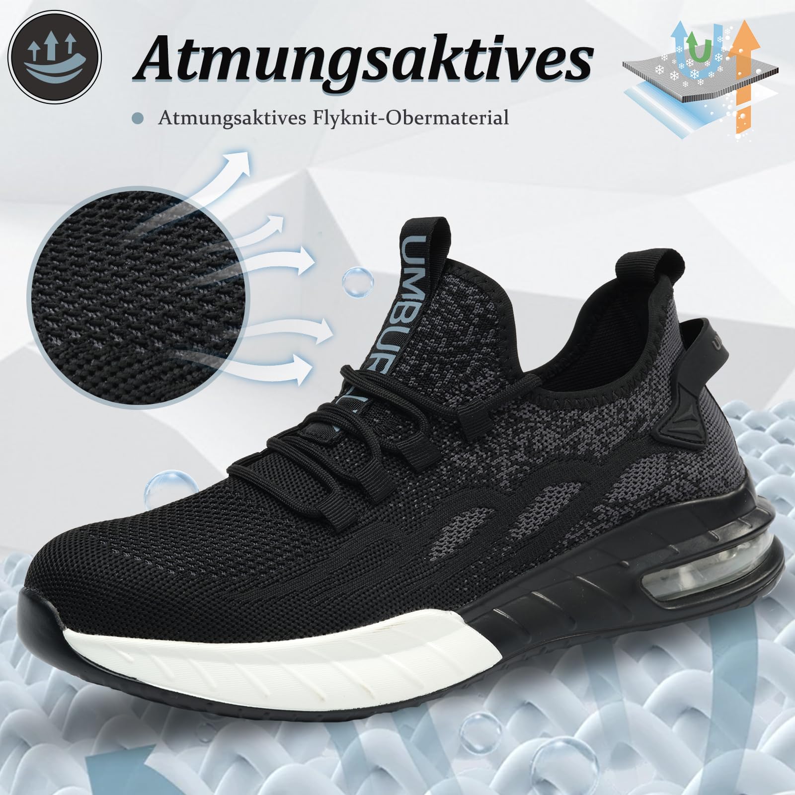 Sicherheitsschuhe Damen Leicht Sportlich Arbeitsschuhe Herren Atmungsaktiv Stahlkappenschuhe rutschfest Schutzschuhe mit Stahlkappe