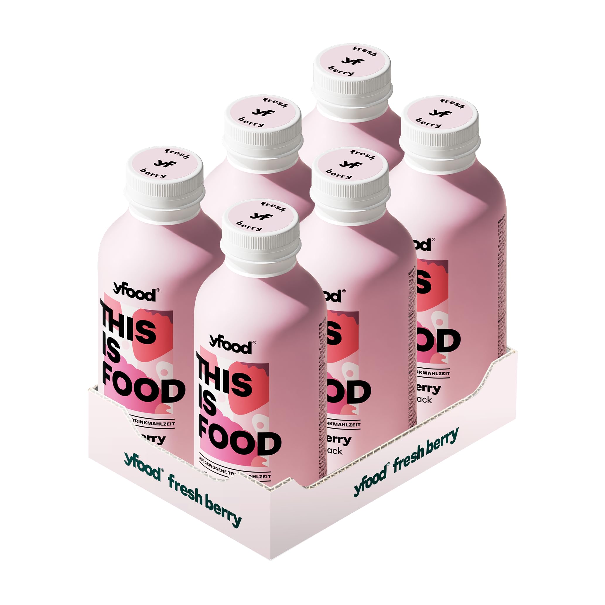 yfood Drink Fresh Berry, Leckere Trinkmahlzeit für unterwegs, THIS IS FOOD Drink, 33g Protein, 26 Vitamine und Mineralstoffe, 6 x 500ml, Geschmack Beere, inkl. 1,50 € Pfand
