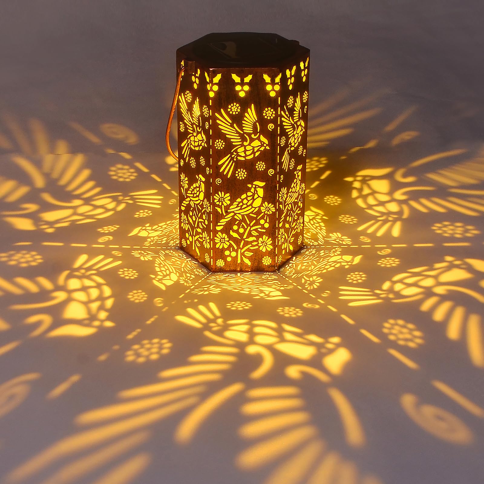 Solar Cardinal Lanterns Outdoor Hanging Lights, Fathers Day Gifts for Dad Mom Men Women, Hollowed-Out Metal Decor Lantern, Waterproof LED Decorative Garden Light — image 1