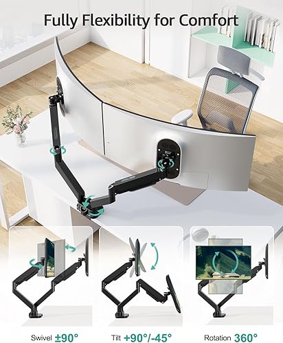 Miniatura 3 de MOUNT PRO Soporte de escritorio para monitor dual para pantalla ultraancha de 39 pulgadas de hasta 33 libras, brazo de monitor resistente, brazos de
