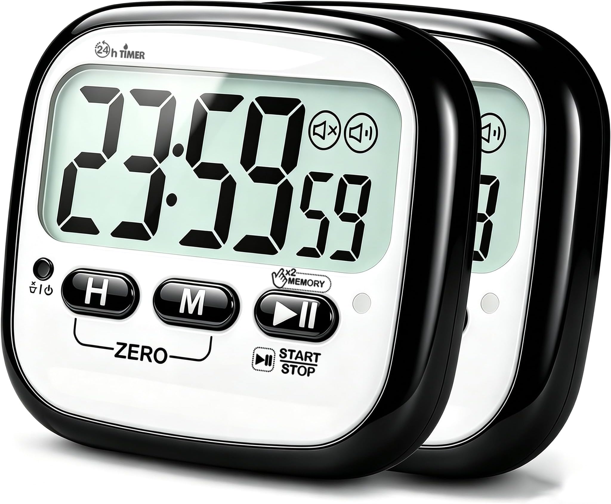 AyayaBoss 2-Pack Magnetic Kitchen Timers for Cooking, Digital Stop Watch Countdown Timer for Kids, Teachers, Classroom, Office, Exercise - Battery Included