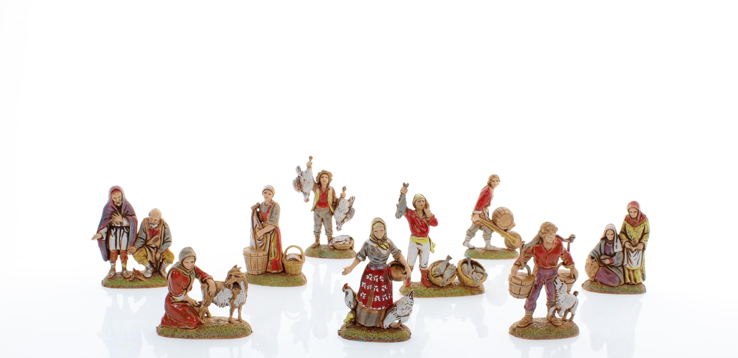 Moranduzzo Set 9 Pastori Napoletani Adatto a Presepe da 6 cm Scala 1:32 – MINI 6 – Statuina Indistruttibile, Stile '700, Rifinita a Mano, Scultore M. Landi, Made in Italy