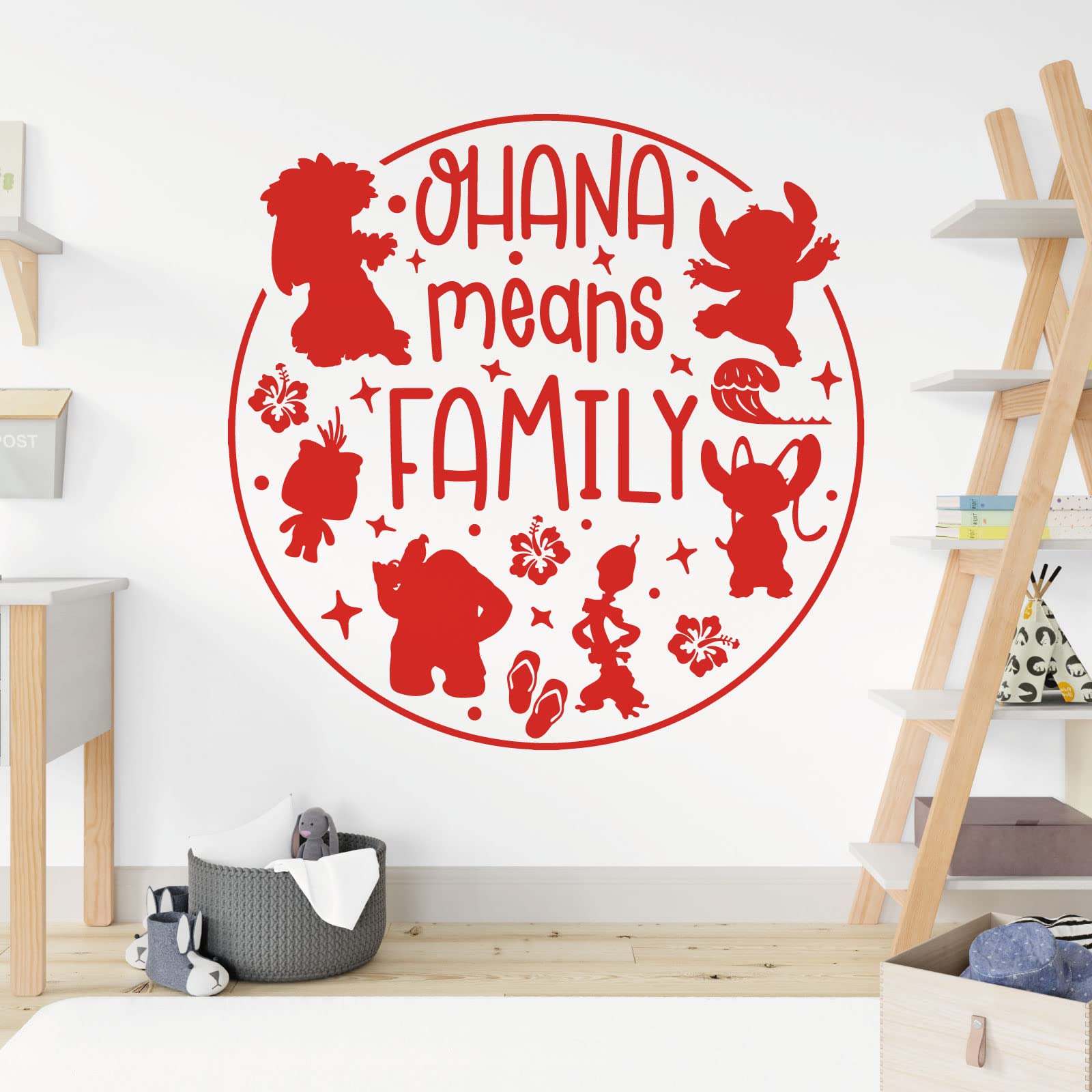 Ohana Means Family - Lilo and Stitch - Children Decal Wall Sticker [Large] [Tomato]