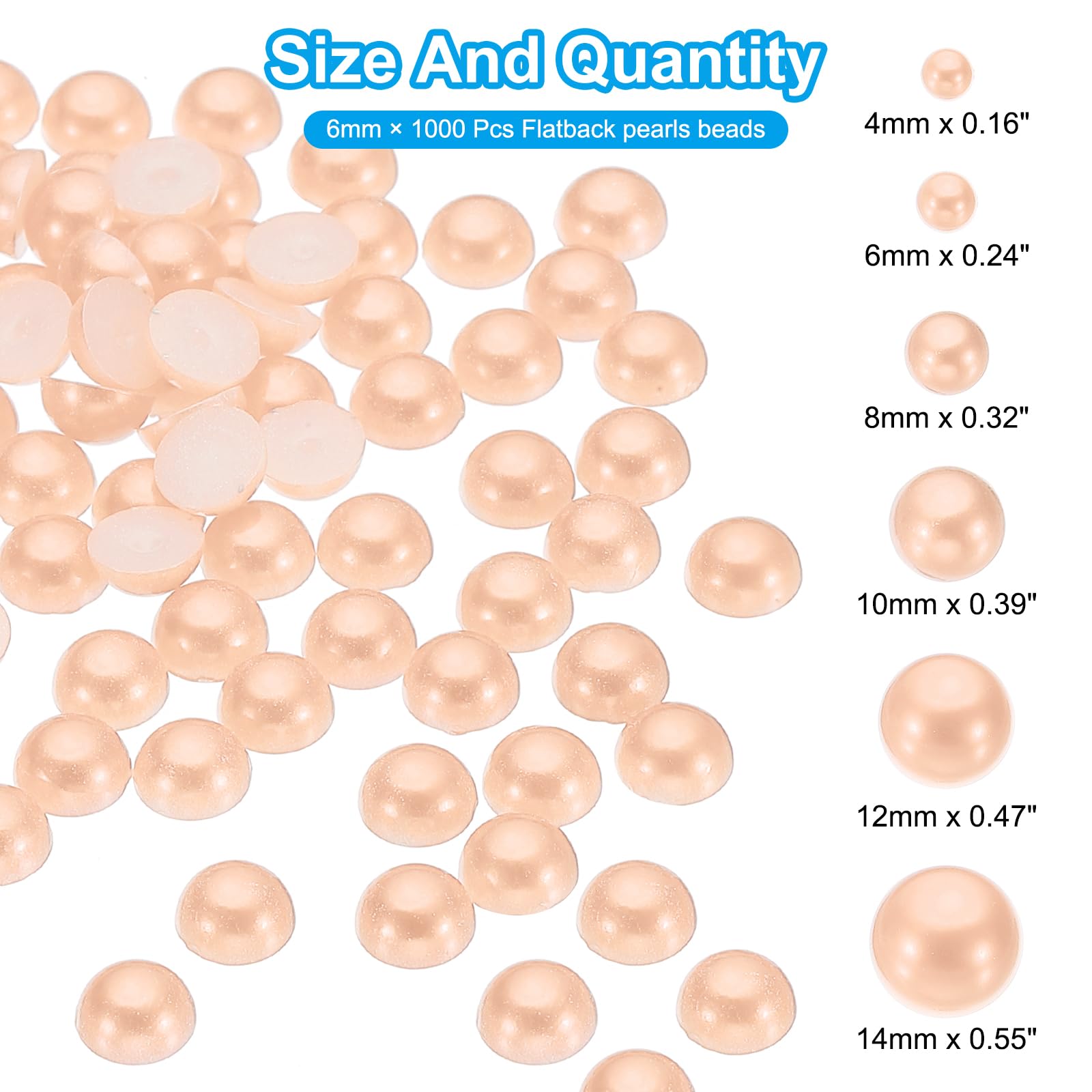 PATIKIL 1000Pcs Flatback Pearls Beads for Crafting 6mm Half Round Resin Beads Flatback Pearls for Nail Charms Handmade Phone Case Embellishment - Image 2