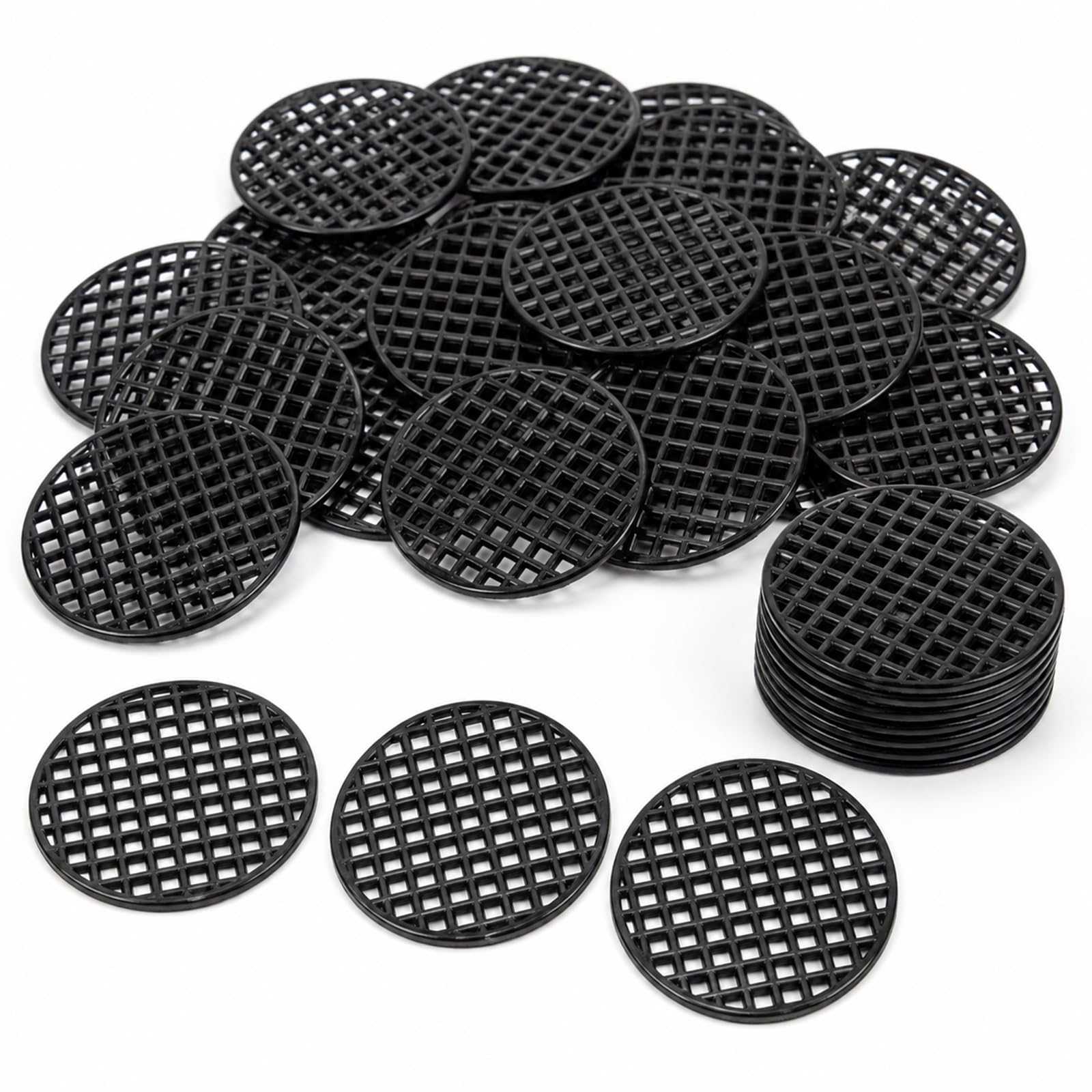 MYRLOFT 20 Pack Plant Pot Drainage Mesh, 45mm Round Flower Pot Hole Covers, Bonsai Bottom Grid Mats to Help Retain Soil for Succulents and Planters