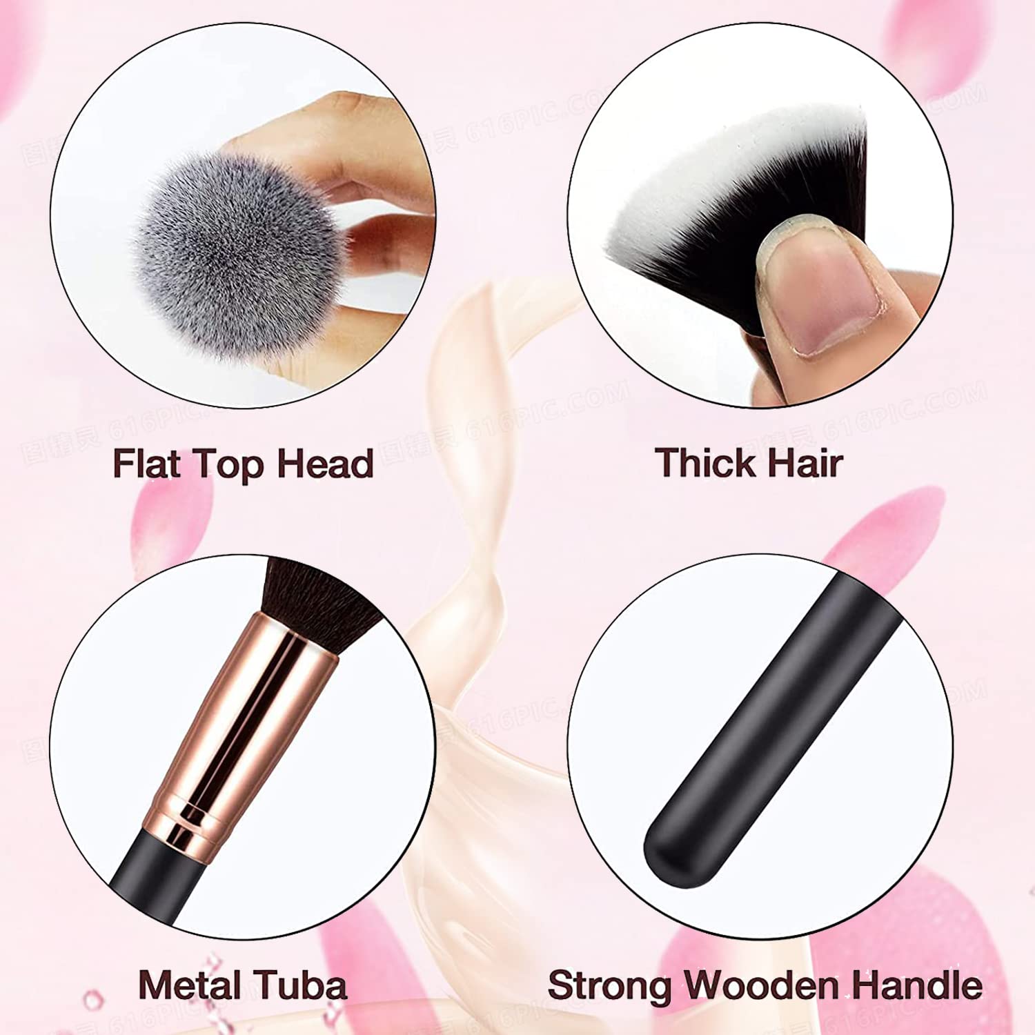 Pennello da trucco, bellezza, contouring, fibra sintetica alta qualità, cosmetici occhi e viso (pennello piatto)