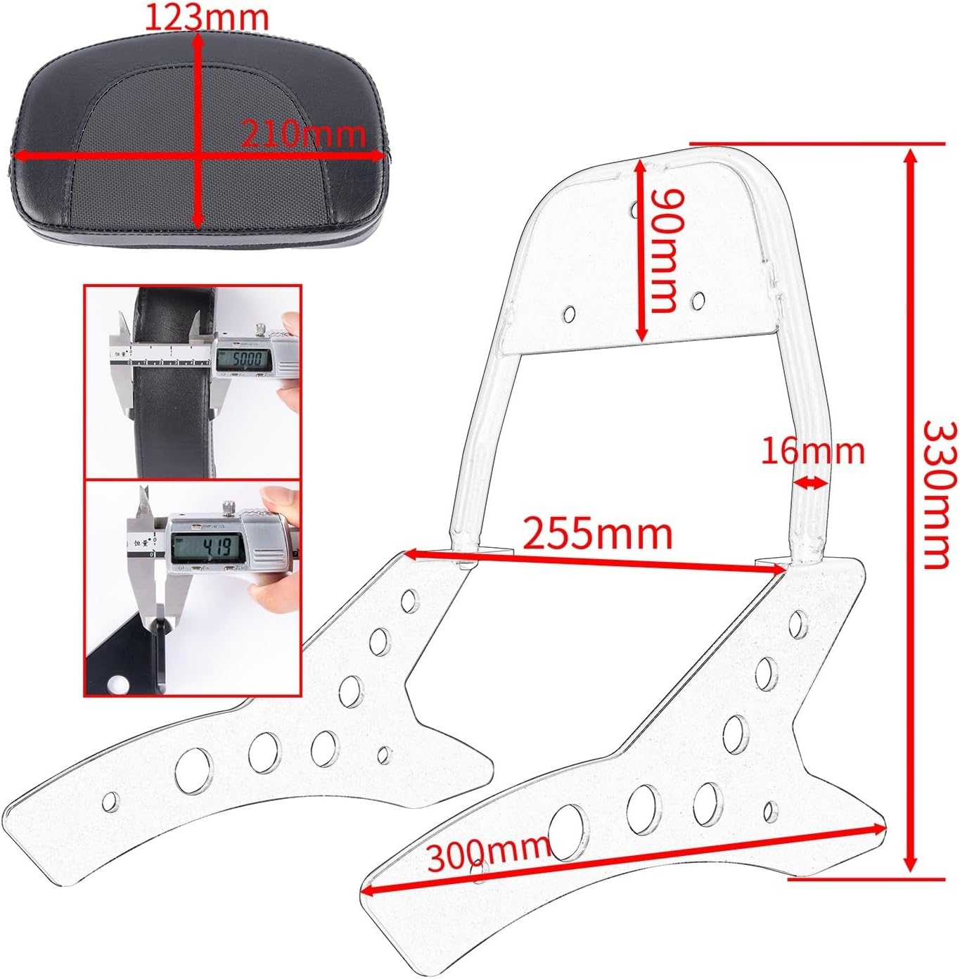 Motorcycle Backrest Pad Kits Motorcycle Rear Passenger for Seat Back Rest Cushion Backrest Holder for CM CMX1100 for Rebel 2021-2024 CM1100