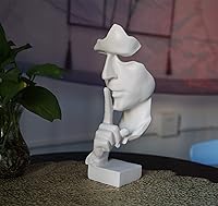 Vista 7 de Esculturas creativas de figuras abstractas para hombres, estatua de mantener el silencio, estatua de pensador, decoración del hogar de oficina