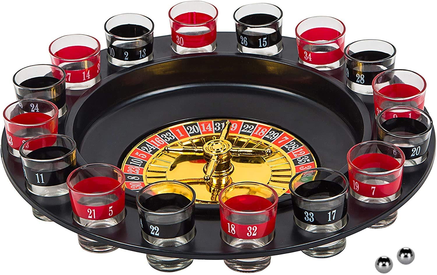 Serveuttam Drinking Roulette Game Set - Casino Games Roulette Set with 16 Drinking Glasses with Markings | Games for Adult (Roulette Set) (B08YDFS9LF) Amazon Price History, Amazon Price Tracker