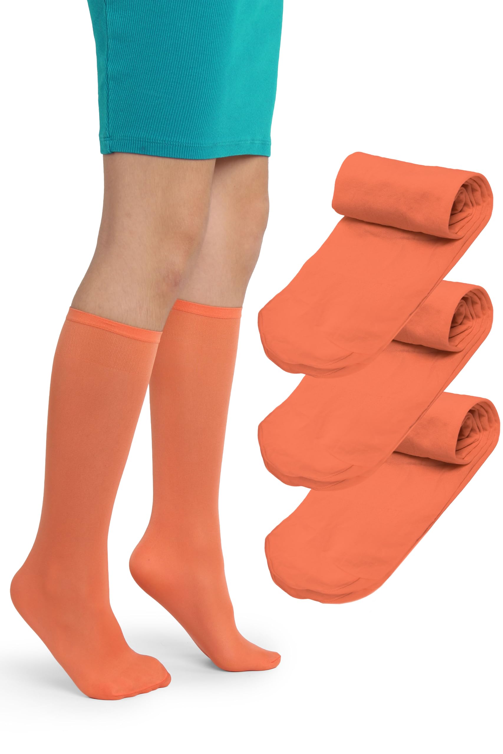 LORES Alma Medias hasta la rodilla para niña 40 DEN blancas, calcetines altos de microfibra opaca, suaves y elásticos con banda confort, ideales para colegio, uniforme y uso diario (talla 24–37) — view 21