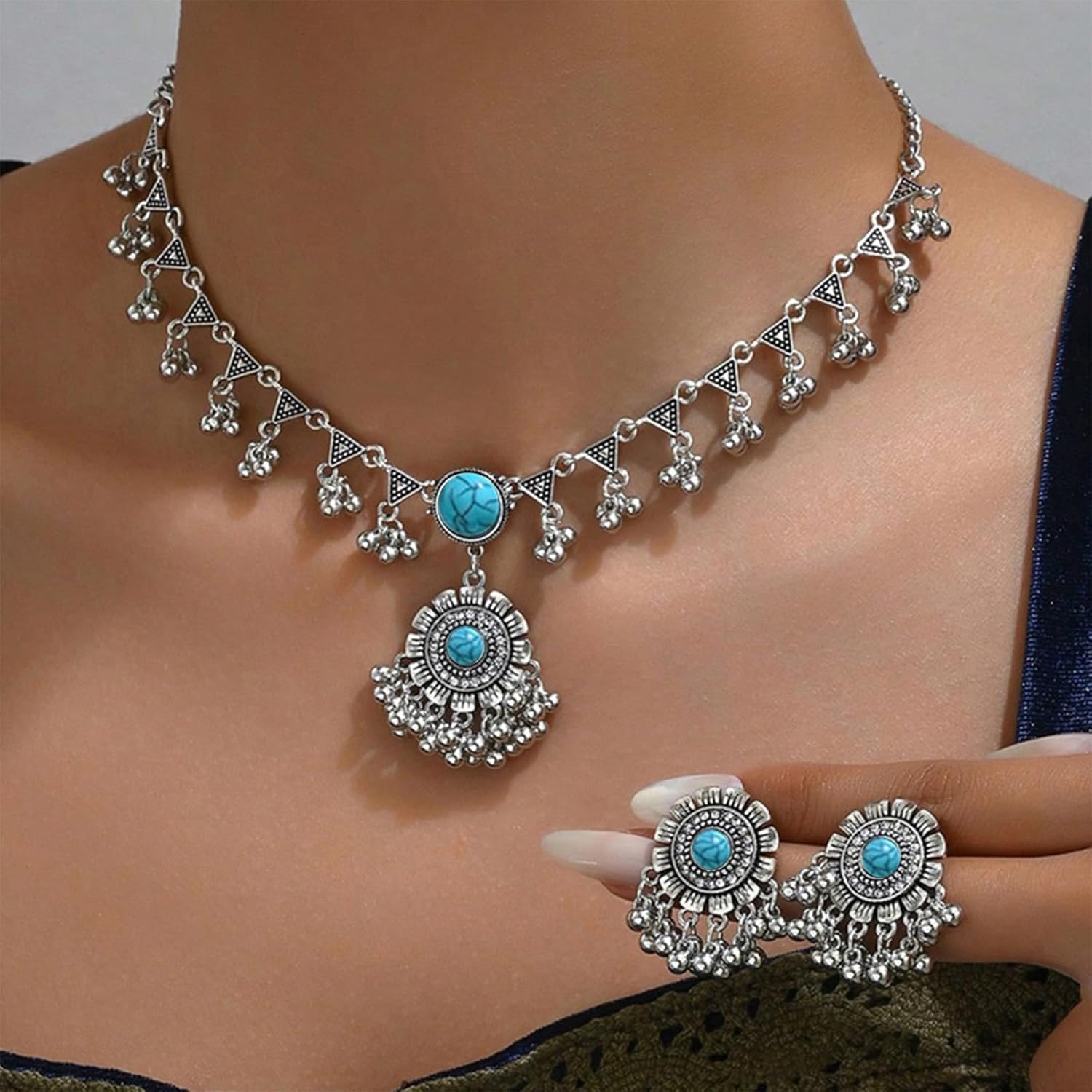 Indian Jewelry Sets for Women - Handcrafted Choker & Earrings, Meenakari Enamel Bridal Set with Colorful Stones, Boho Ethnic Outfit Accessory - Image 3