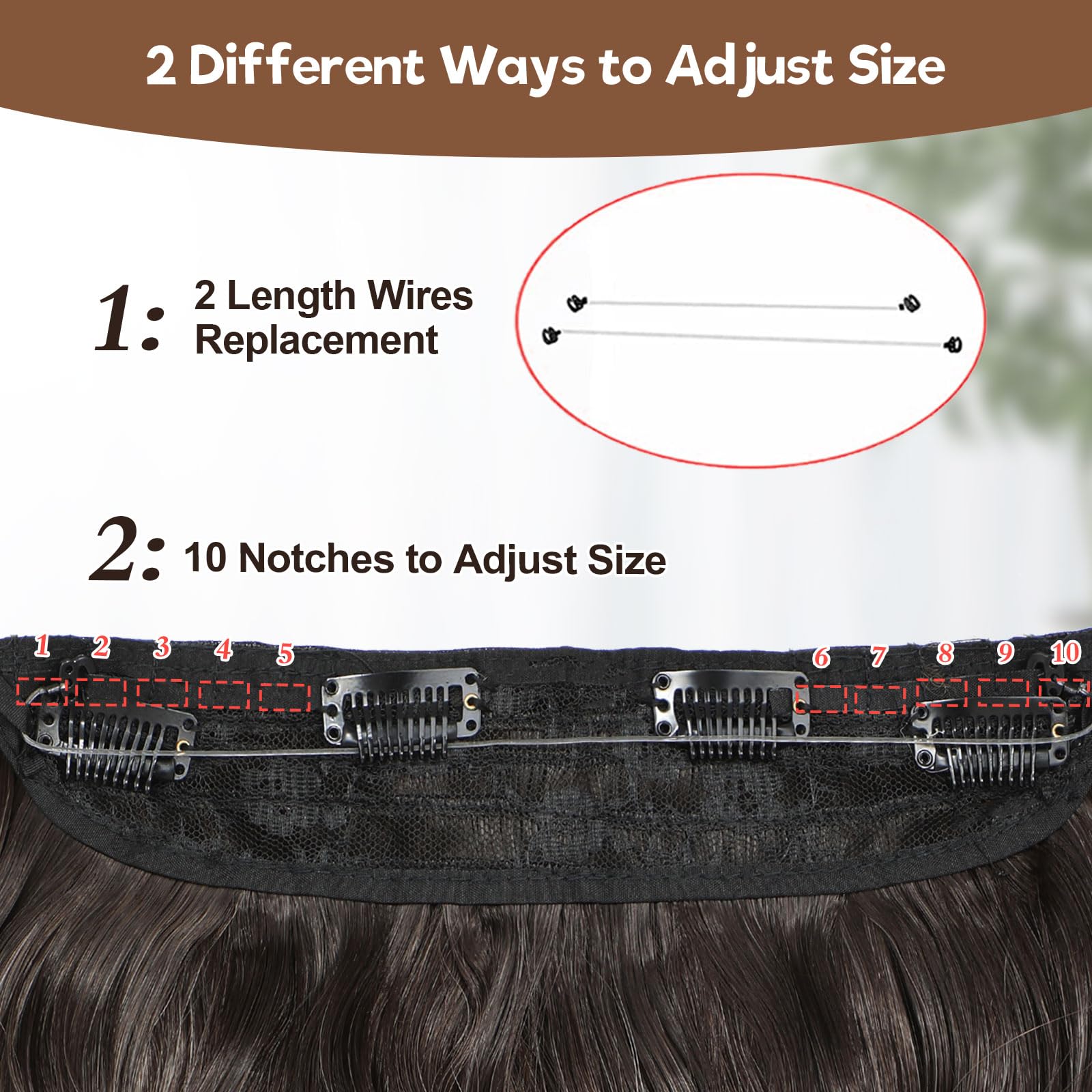 BUPPLER Halo Hair Extensions 12 Inch Invisible Wire Hair Extensions Adjustable Long Wavy Hairpiece Synthetic Upgrade 4 Secure Clips in Hairpieces 12 Inch,Ombre Dirty Blonde - Image 3