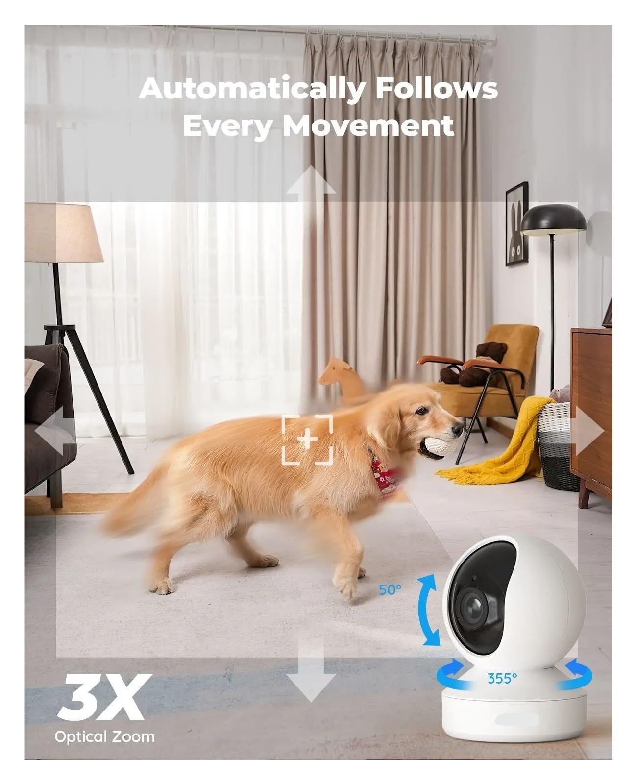 Telecamera di sicurezza WiFi PTZ da interno da 5 MP