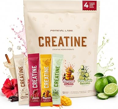 Primeval Labs Creatine Monohydrate Powder, 12-Ct Latino Flavors Pack | An Agua Fresca-inspired, Authentic Latino Flavorcrafted in an NSF-Certified Facility for daily training.